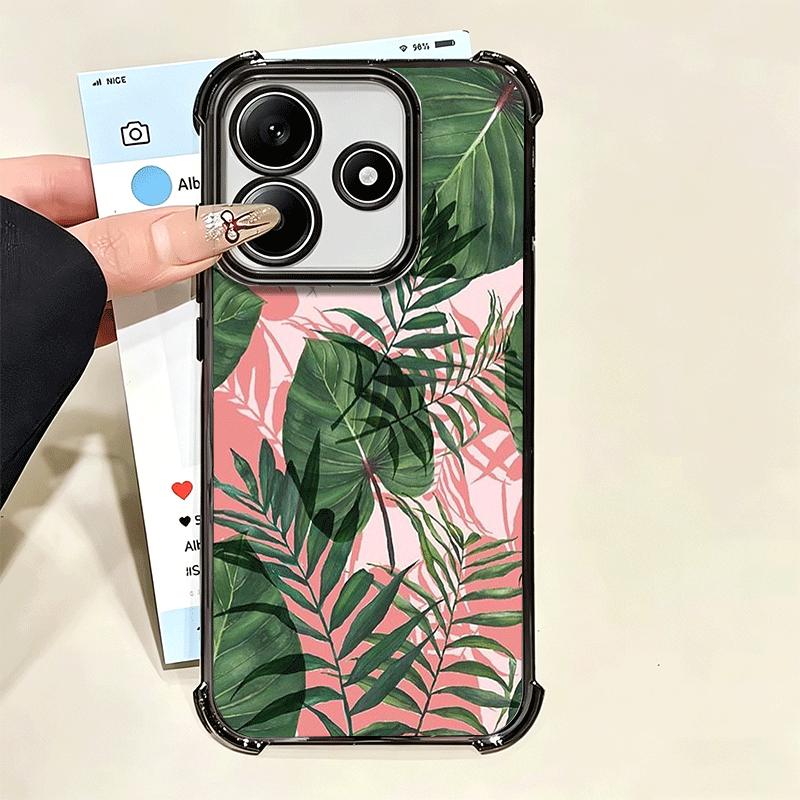 Summer Plants Green Leaf Plating Phone Case For Xiaomi Poco X5 X6 X7 X8 Pro Max F8 Ultra F7 M8 M7 M5S Redmi 15C 15 14C 13C 13 X3