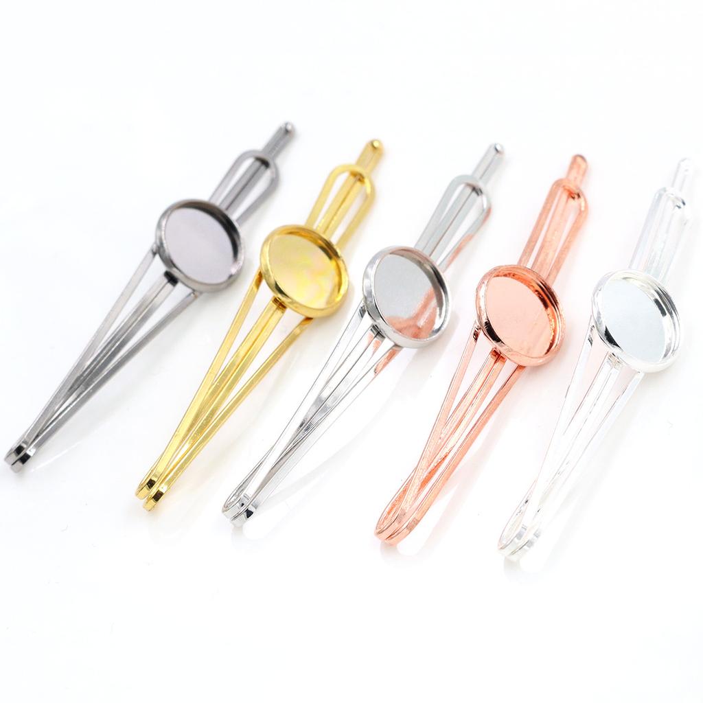 10pcs 12mm inner sizee Copper Material Classical Style Hairpin Hair Clips DIY Hairpin Blank Cabnochon Base Setting Cameo