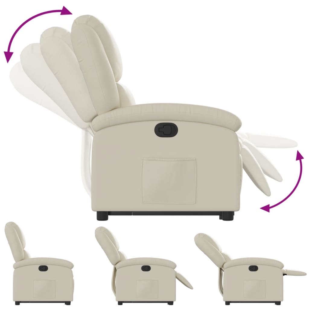 Recliner with Rising Assistance Cream Artificial Leather