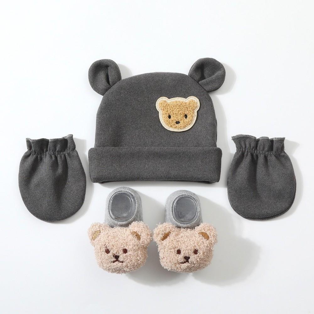 Elastic Baby Hat Gloves Socks Set Warm Infant Mittens Soft Newborn Hat Unisex