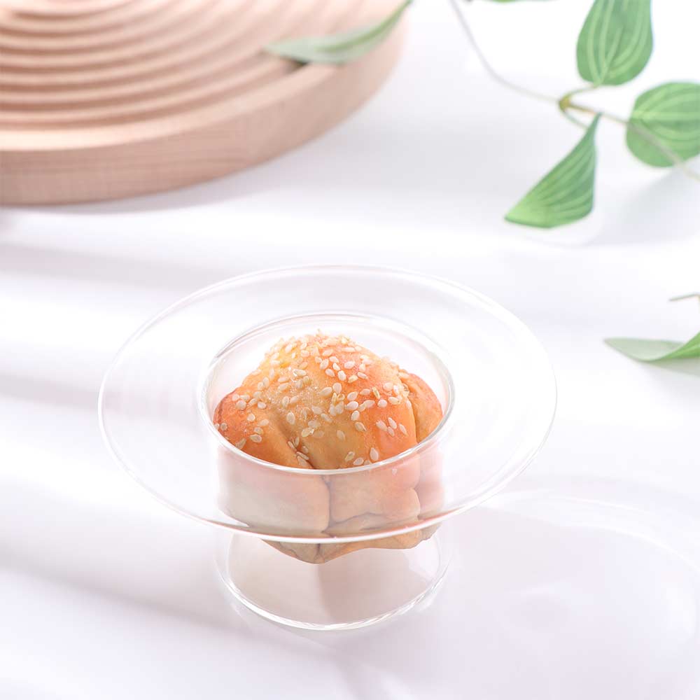 Multifunctional Transparent Glass Bowl Straw Hat Shaped Household Yogurt Bowl Decorative Fruit Salad Plate Coffee