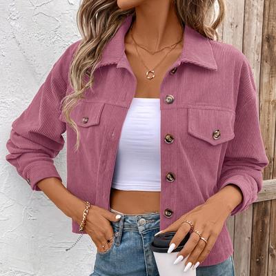 Stylish Solid Color Button Front Long Sleeve Jacket - Soft, Breathable, and Comfortable for Spring and Fall