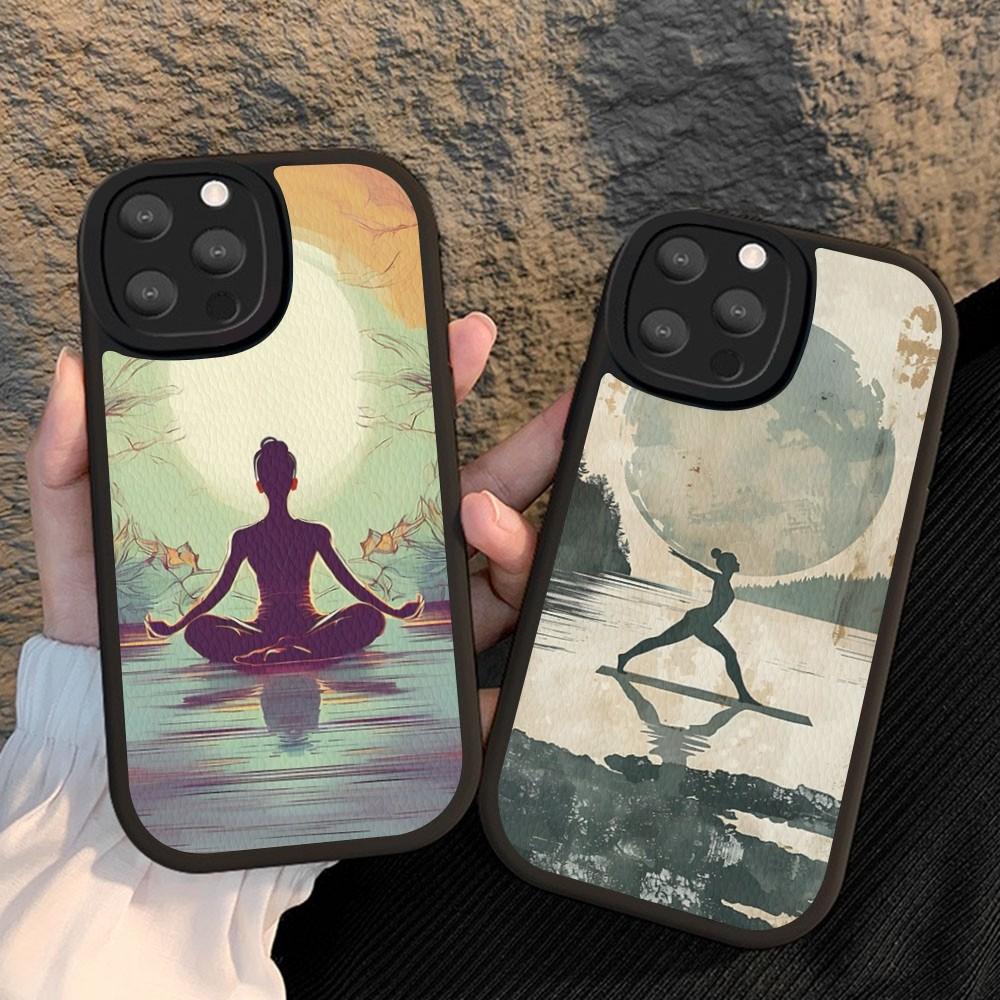 The Yoga Phone Case Hard Leather For IPhone 16 15 14 13 12 Mini 11 14 Pro Max Xs X Xr 7 8 Plus Fundas
