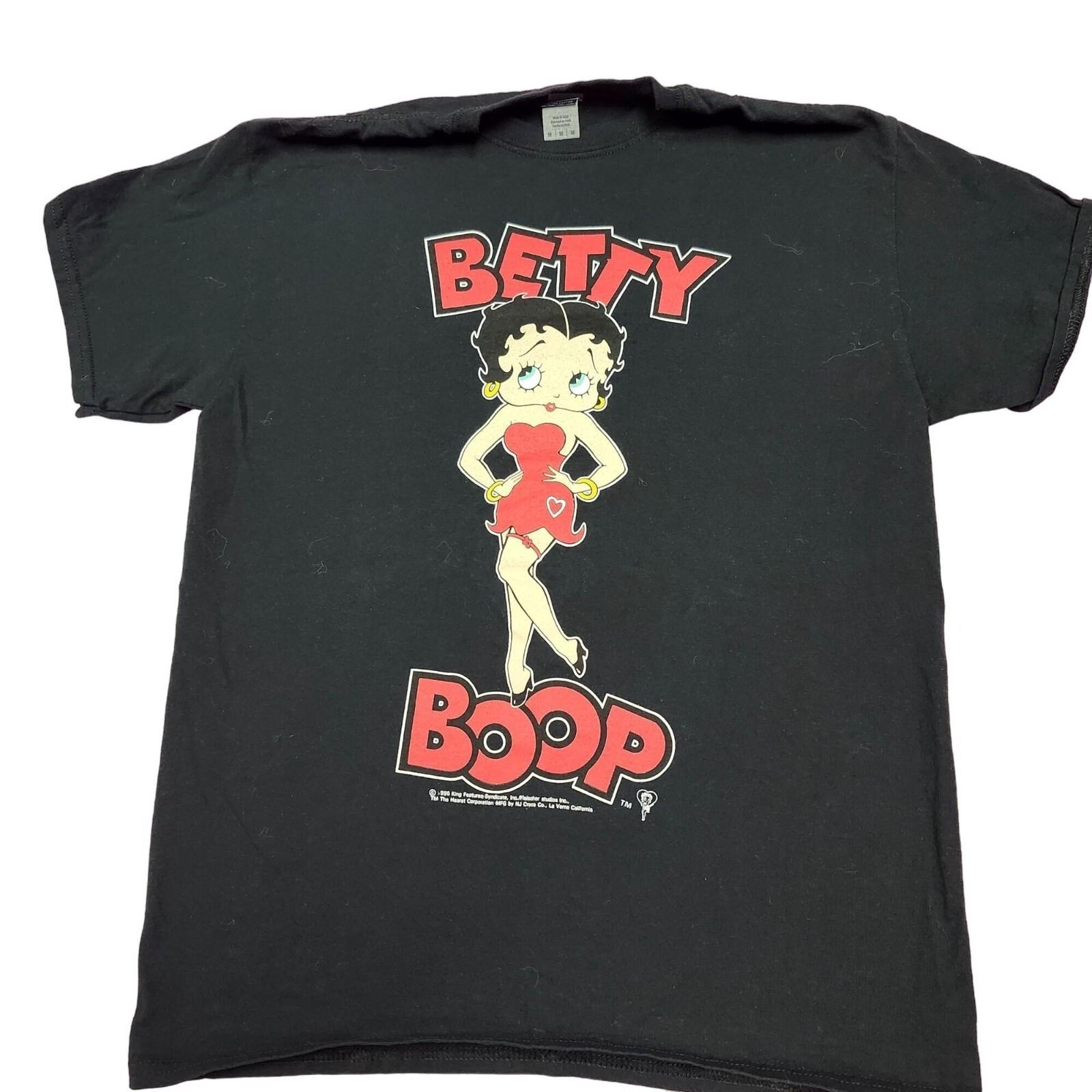 Vintage 1996 Betty Boop Graphic Mens Medium Black Double Sided Unisex T-Shirt XXL
