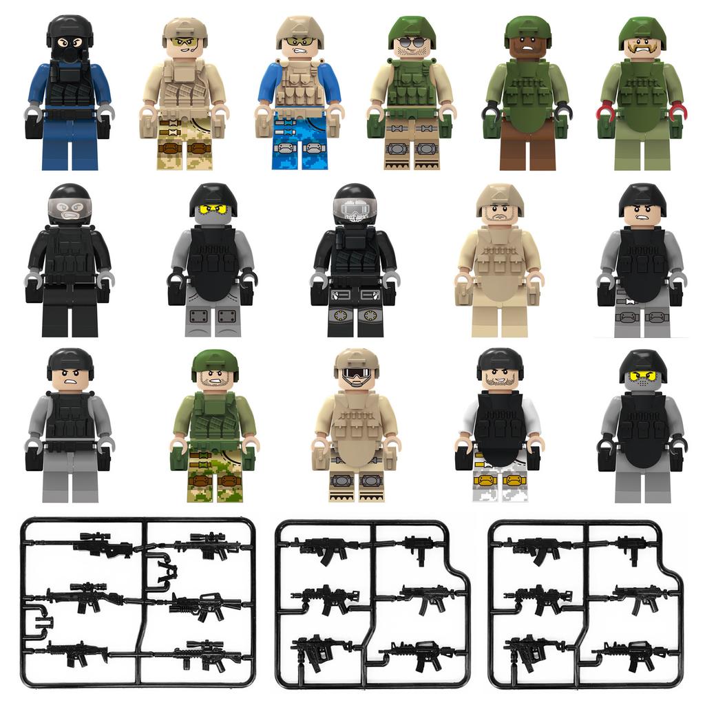 A16 Package Xiangjiang Small Particles Special Police Doll Weapon Police Person Children'S Building Block Toy Accessories