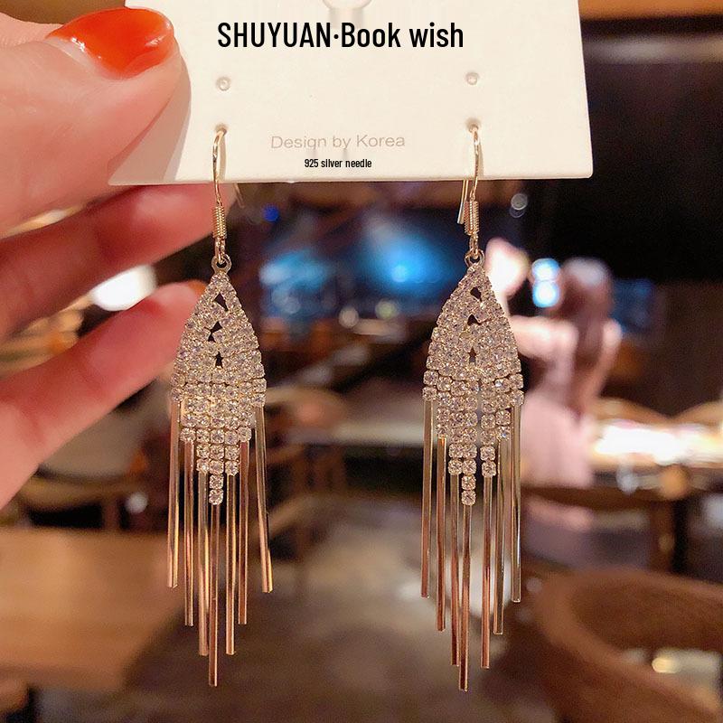 Luxury Rhinestone Geometric Tassel Earrings for Women
