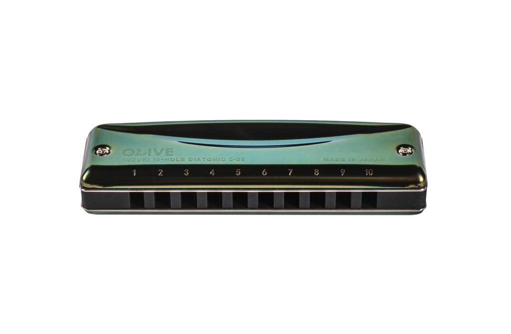 SUZUKI 10 Hole Harmonica OLIVE C Key C-20