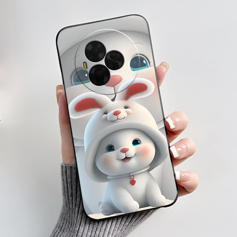 New Soft Black Casing For TCL NxtPaper 60 Ultra Green Cartoon Rabbit Pattern Shockproof Cover For TCL Ion X/TCL Ion V Case