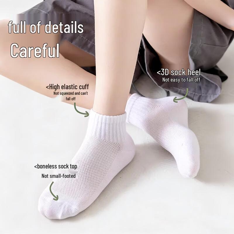 LANGSHA Kids' Pure Cotton White Ankle Socks