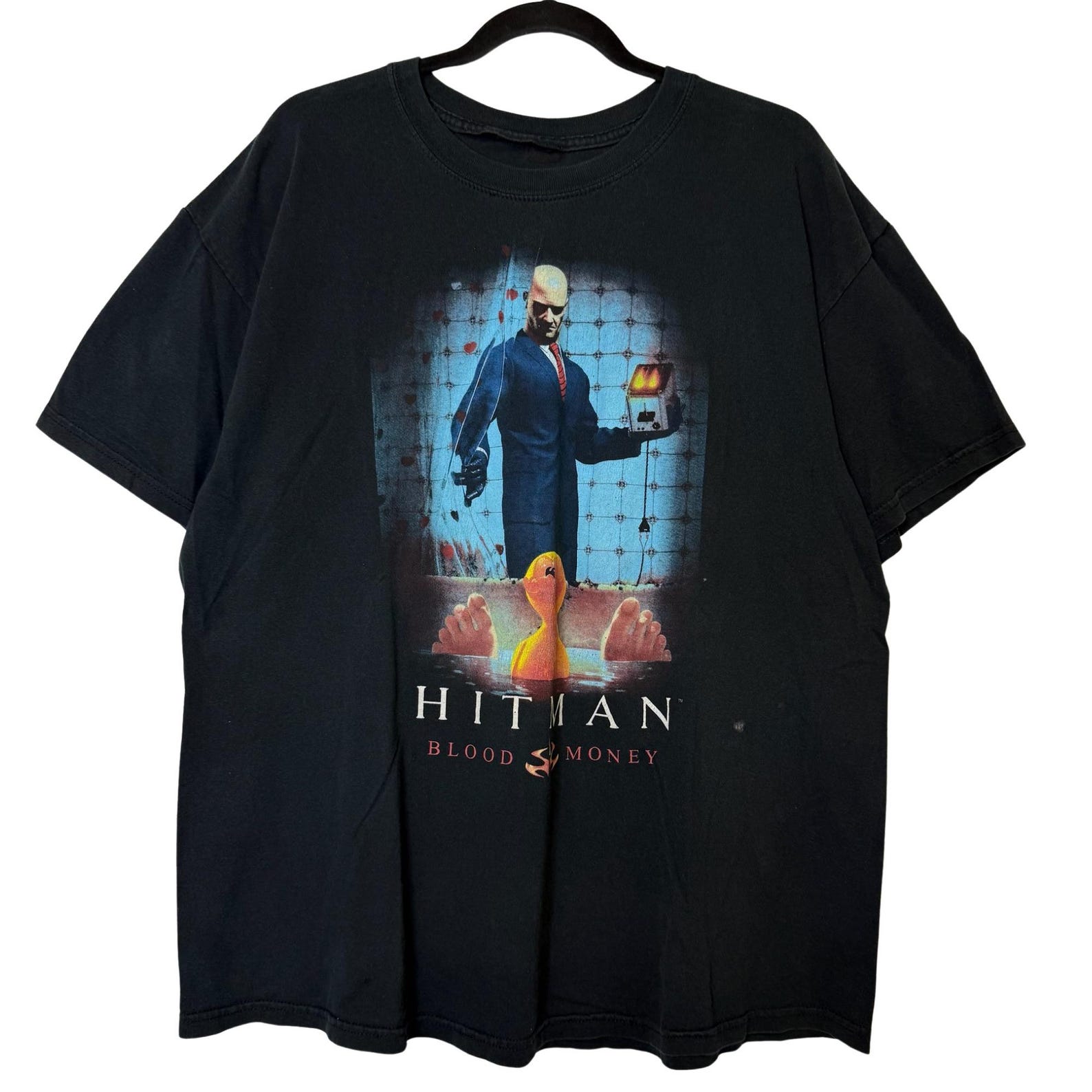 90s Hitman Blood and Money Gaming T shirt Sz XL (B2896) S