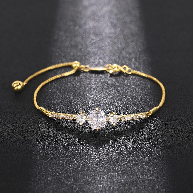CAOSHI Delicate Adjustable Bracelet for Women Two Color Available Cubic Zirconia Daily Wearable Jewelry Shiny Party Accessories