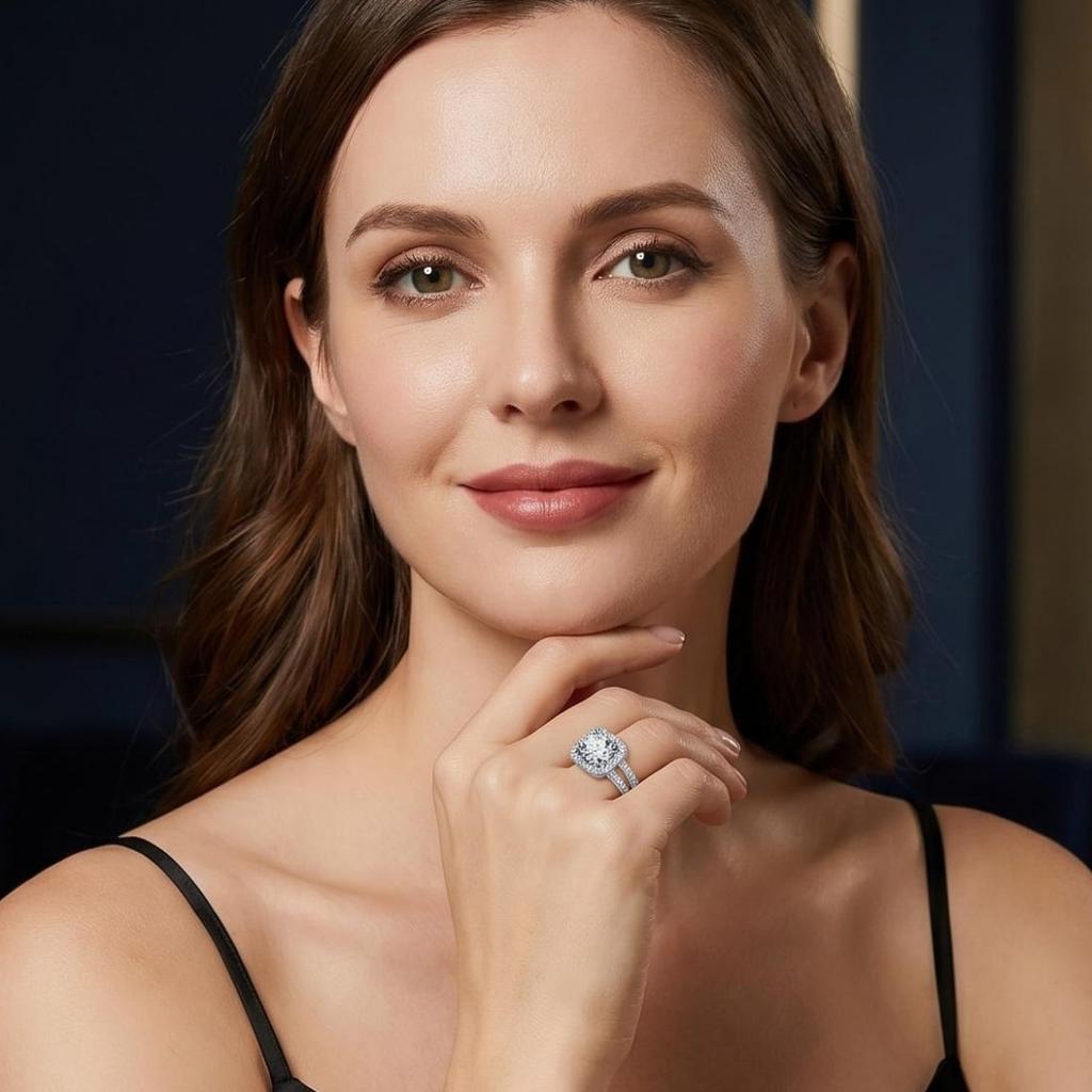 Luxury 925 Sterling Silver Classic Ring for Women Shining Jewelry Simple Like Diamond Ring Imitation Diamond Women's Ring Gifts