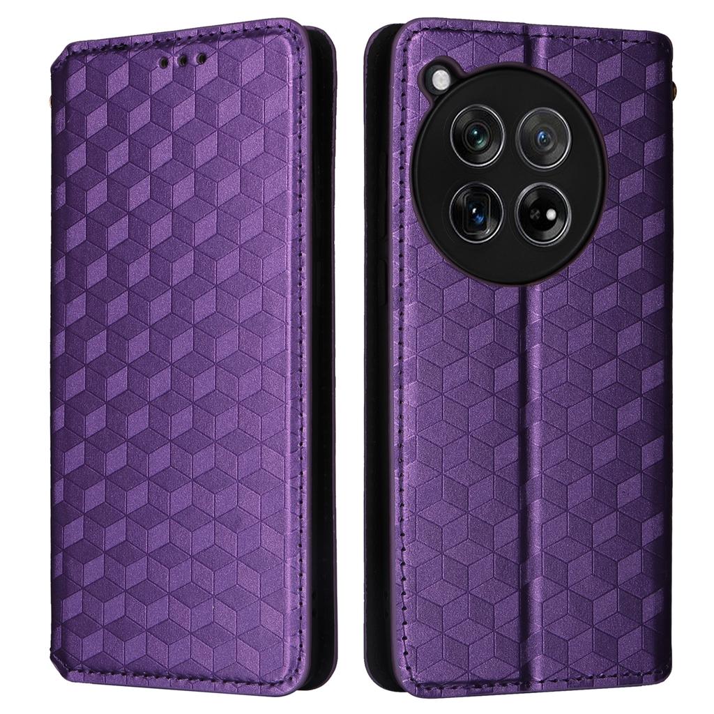 For OnePlus Ace 3 5G/12R 5G Phone Cover Magnetic Rhombus Pattern Leather Case