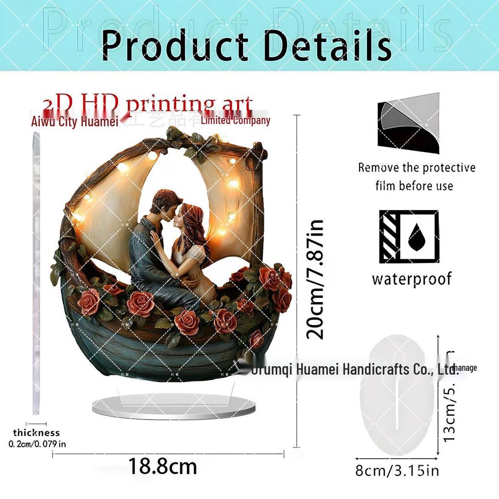 2D Acrylic Moon Castle Desktop Ornament