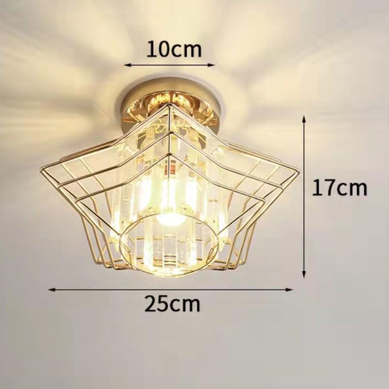 Elegant Gold Crystal Chandelier for Corridor, Balcony, or Cloakroom - Surface-Mounted Decorative Downlight
