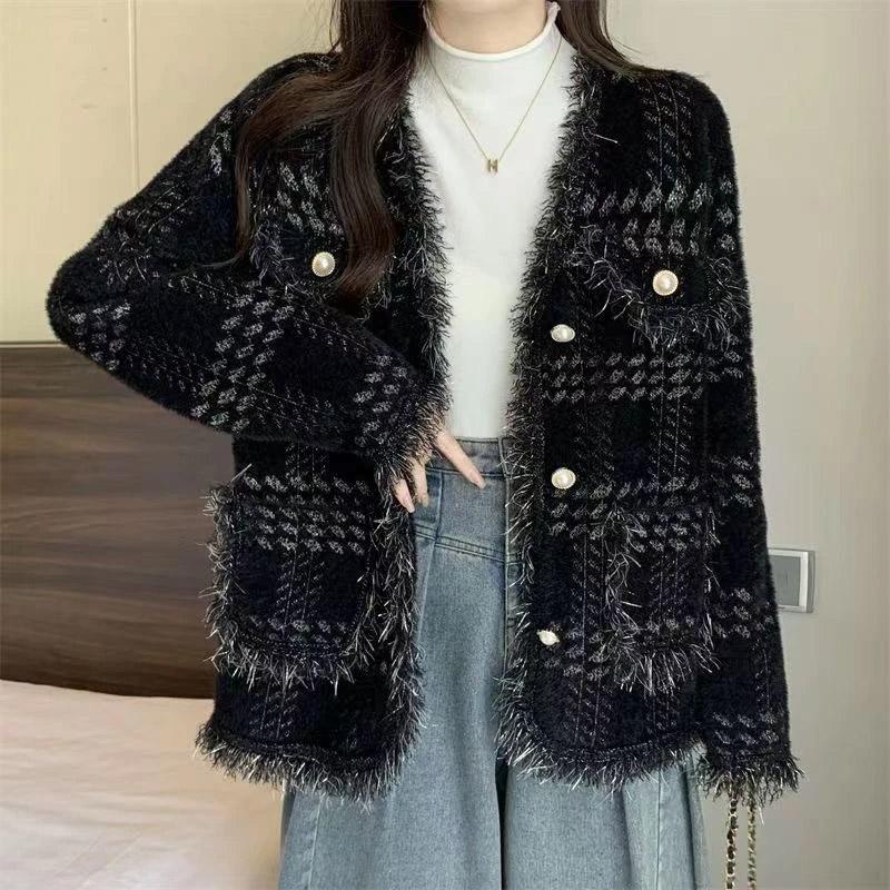 

Блейзер Костюм для Женщин Зимний Повседневный с Длинным Рукавом на Пуговицах Кардиган Приталенный Пиджак XXXL чёрный