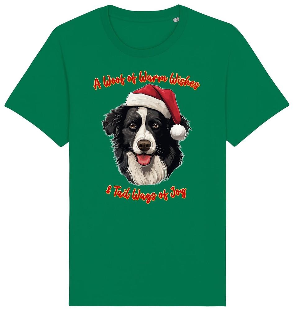 

Mens BORDER COLLIE Christmas T-Shirt Santa Dog Woof Wishes Dogs Gift Dad Brother 3XL