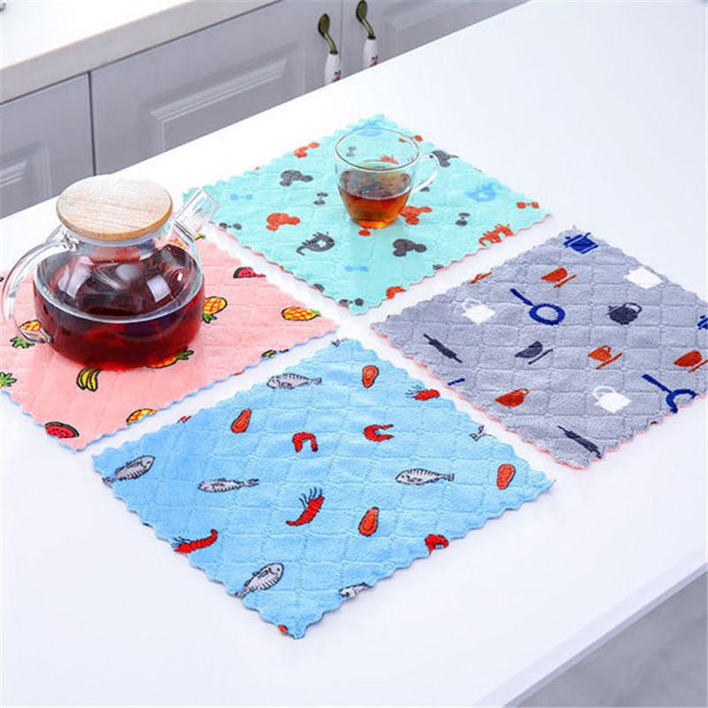 1PC Greaseproof Kitchen Double Side Cleaning Cloth Super Absorbent Household Scouring Pad Kitchen Cleaning Towel Rags