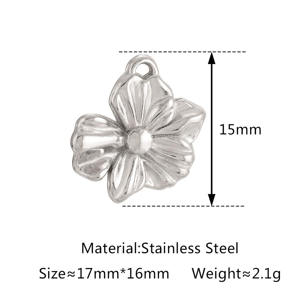 3Pcs Rose Flower/Daisy/Clover/Bee/Butterfly Charms Stainless Steel Pendant DIY Necklace Bracelet Earring Jewelry Making Finding