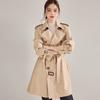 Spring new Ankola red trench coat double-breasted silhouette temperament classic casual long coat women 22397