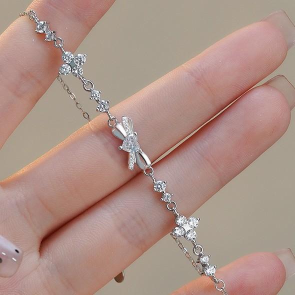 Bow Four-leaf Clover Bracelet for Women's Niche Light Luxury Temperament High-end Design Jewelry Girls Gift