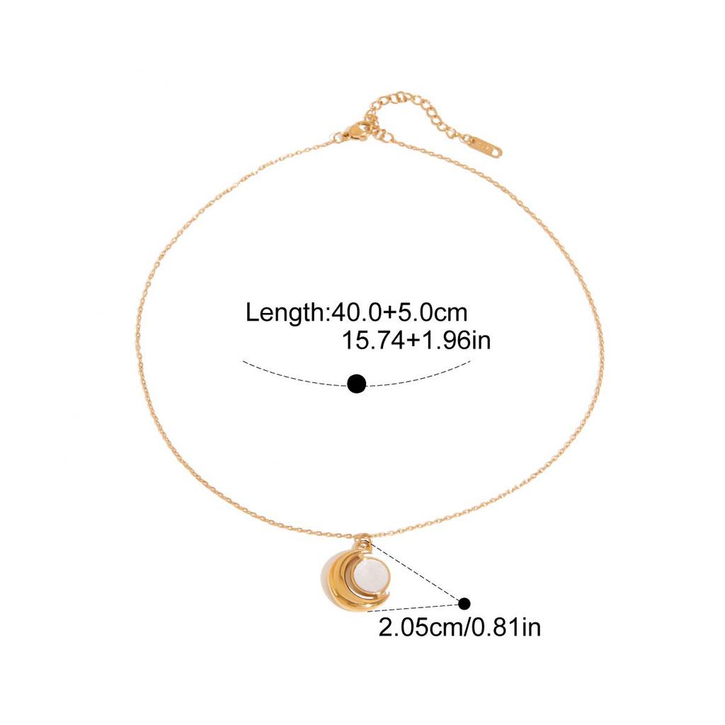 Yori Trendy Stainless Steel Moon Shell Simple Pendant Necklace 18K Gold Color Plated Versatile Daily Jewelry Gift Waterproof