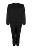 Women's Plus Size Tracksuit Set Black Thick Fleece Inside Knitted Tracksuit Set