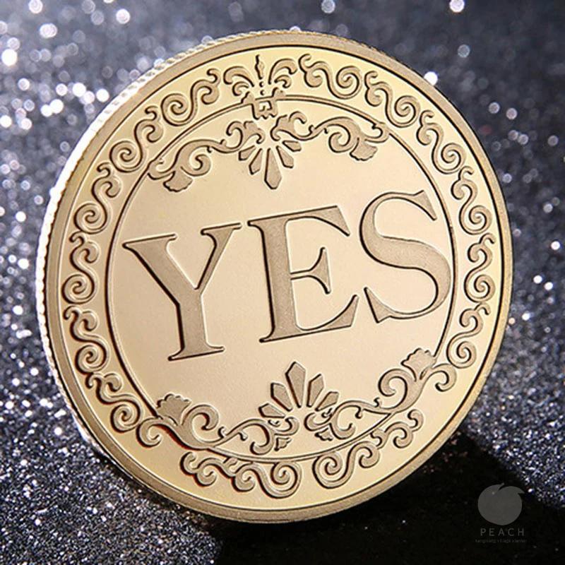 

1 шт. бронзовая памятная монета «да или нет», сувенир, неденежный игровой реквизит, монеты для принятия решений, коллекция, украшения, поделки золотистый