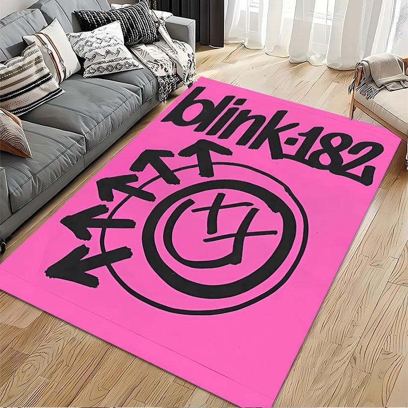 Blink-182 Logo Rosa Teppich geeignet als rutschfeste Matte für das Wohnzimmer oder Schlafzimmer Sofa