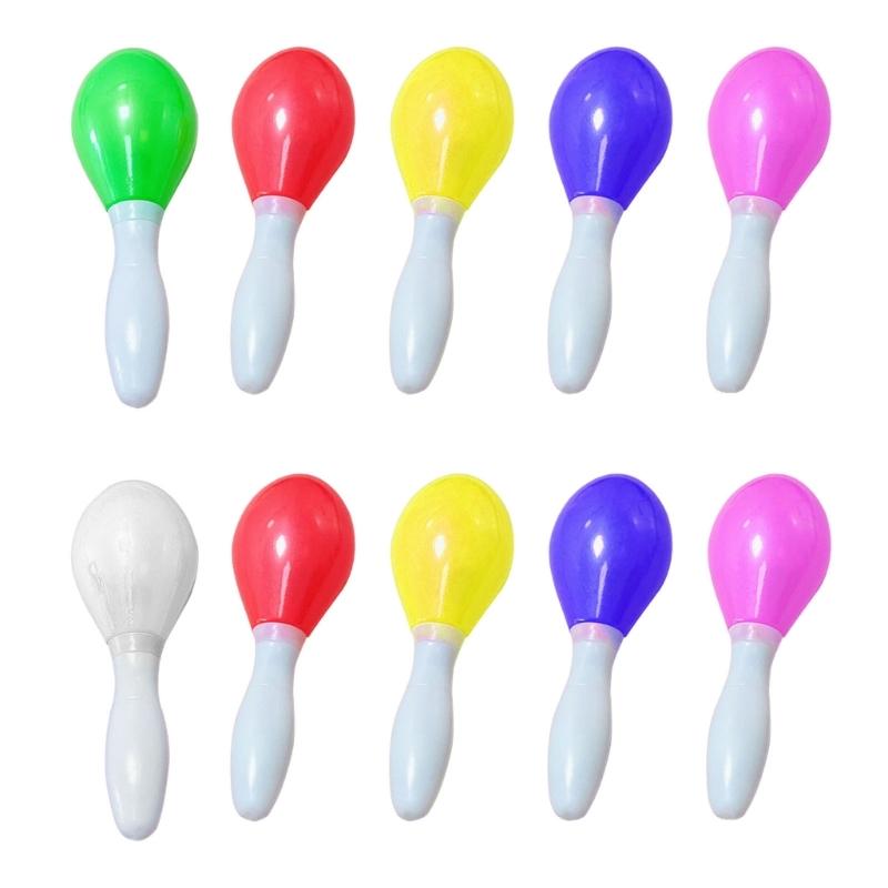 

10Pcs/Pack Glowing Sand Hammer Toy Hand Shakers LED Maracas Flashing Light Lamp Birthday Party Favors-(Random Color) 1