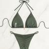 2026 European Sexy Backless Solid Color Bikini for Women - Holiday Swimwear