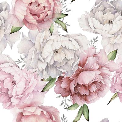 Pink Peony Blossom Floral Peel and Stick Wallpaper White Flower Self Adhesive Wallpaper Vintage Removable Contact Paper