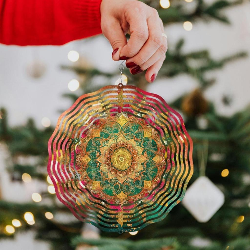 360 Degree Swivel Hook 10 Inch Hanging Wind Spinner Vibrant Metal Art Design for Garden Lawn Balcony All Season Outdoor Decoration Weather