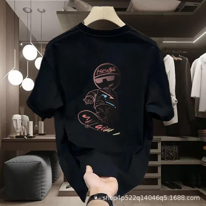 Europäische Station Hohe Sinn Nische Rundhals Leichter Luxus Herren T-Shirt Kurzarm Baumwolle Mode Trend Marke Bedrucktes Grünes T-Shirt Trend