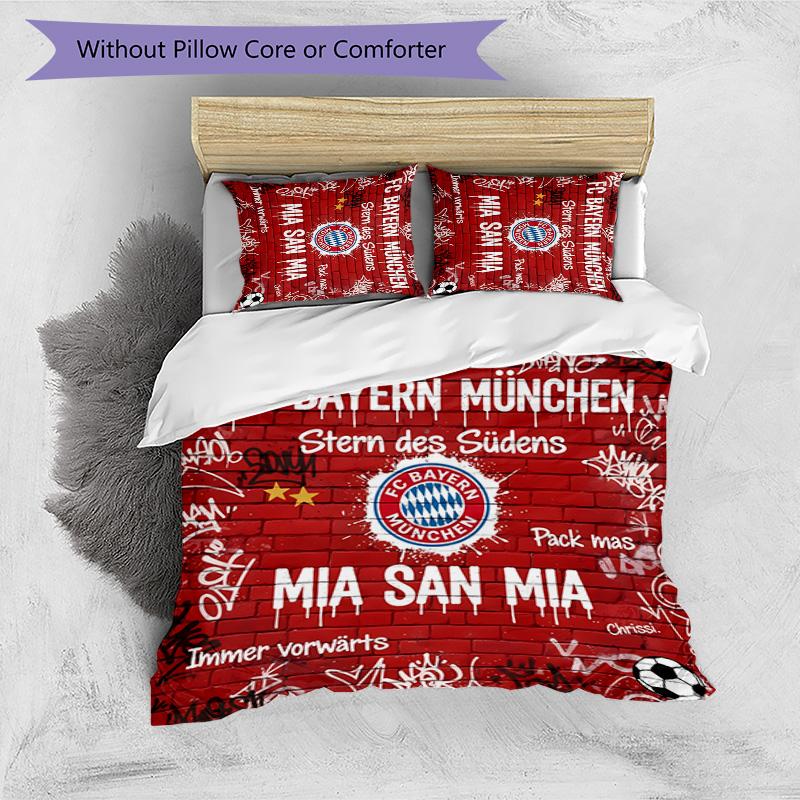 3pcs FC Bayern München logo pattern bedding set duvet cover set includes duvet cover &pillowcases,perfect all season bedroom decoration&gift