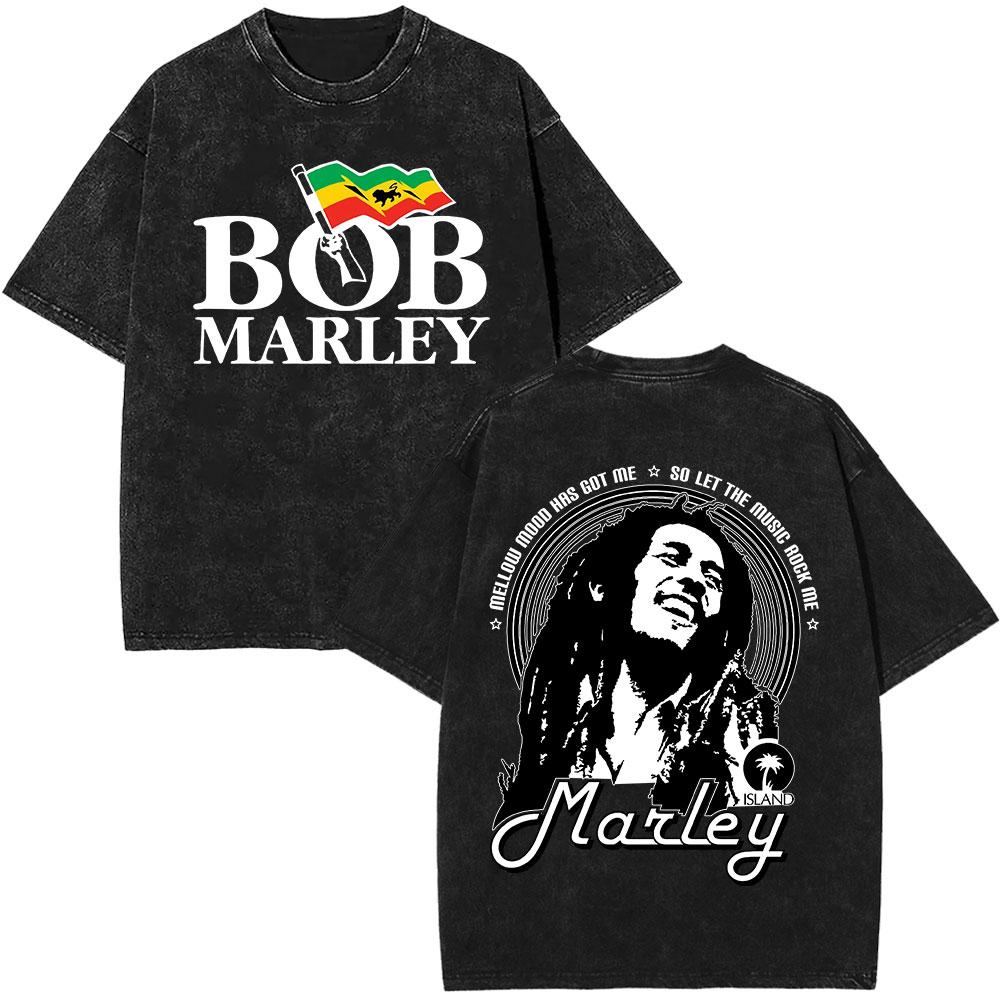 Bob Marley Legend Portrait Face Washed T Shirt Reggae Music Men Women Vintage Hip Hop Tshirt Cotton Casual Short Sleeve Tshirts