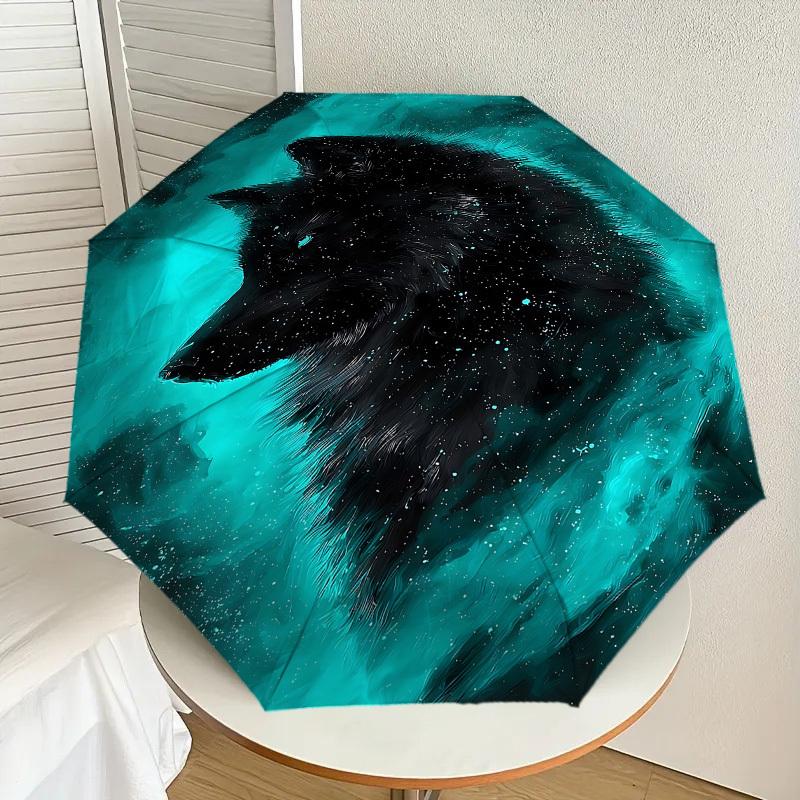 1 Stück Galaktischer Wolf Abenteuer-Regenschirm, Outdoor-Reiseaccessoire, Leicht & Langlebig, Perfektes Festivalgeschenk m1216004
