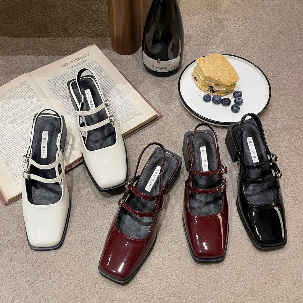 French retro square head thick heel Mary Jane shoes women's 2025 foreign trade new summer explosion fairy style bag head sandals