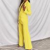 Womens 2 Piece Set Elegant Solid High Waist Trousers Long Sleeve Office Blazer