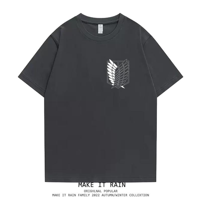 Attack Giant Wings of Freedom Cartoon Anime Oversize High Street Men and Women Short Sleeve T-Shirt Summer