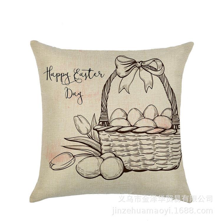 Watercolor Bunny Egg Easter Pillow Cover Nordic Office Sofa Polyester Cushion Cover Home Furnishings