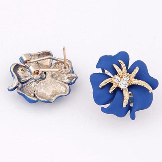 Elegant Flower Sea Star Shiny Rhinestone Ear Stud Earring Wedding Bridal Jewelry