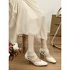 High Heels Women's Retro Mary Jane Shoes Thick Heel Square Head Cross Strap Gentle Matching Skirt Versatile Single Shoes Beige