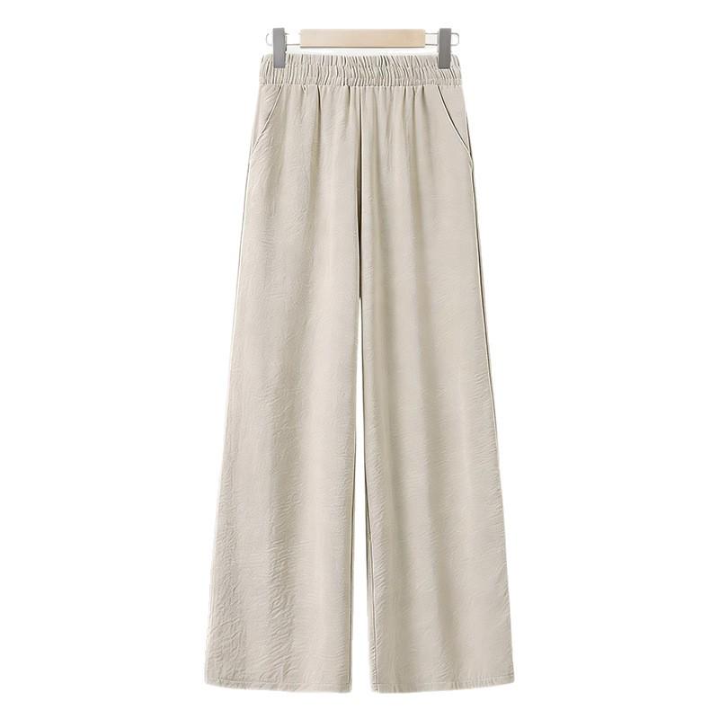 2026 New Ice Silk Mom Pants: Lightweight Summer Style, Versatile Straight-Leg, Casual Nine-Tenths Length for Middle-Aged and Elderly Women.