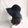 Foreign Trade Export Autumn And Winter Black Camel Woolen Top Hat Big Brim Wavy Felt Hat British Hepburn Retro