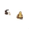 Porcelain Bunny And Maitreya Buddha Sculpture Set for Easter Cabinet Garden Decor Feng Shui Tabletop