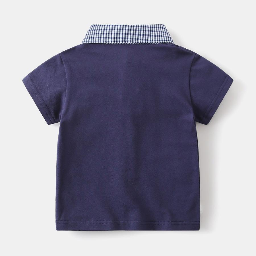 Boys Short Sleeve Shirt with Plaid Collar Summer Thin Fashion Tops for Toddler Kids Baby High End T Shirt