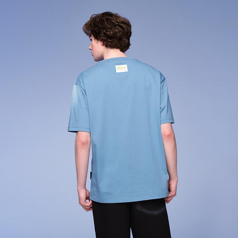 HLA Black Whale Men's Letter Print Short-Sleeve T-Shirt