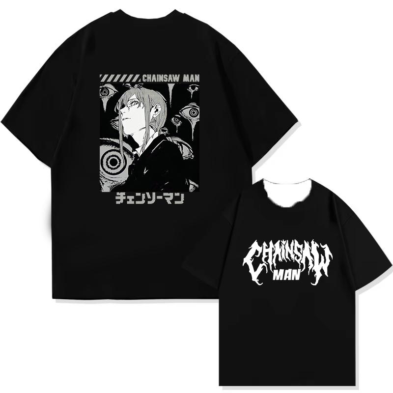 Anime Chainsaw Man T-Shirt Denji Power Manga Graphic Tee Men Summer Short Casual Japanese Cartoon Streetwear T-shirt Comfortable