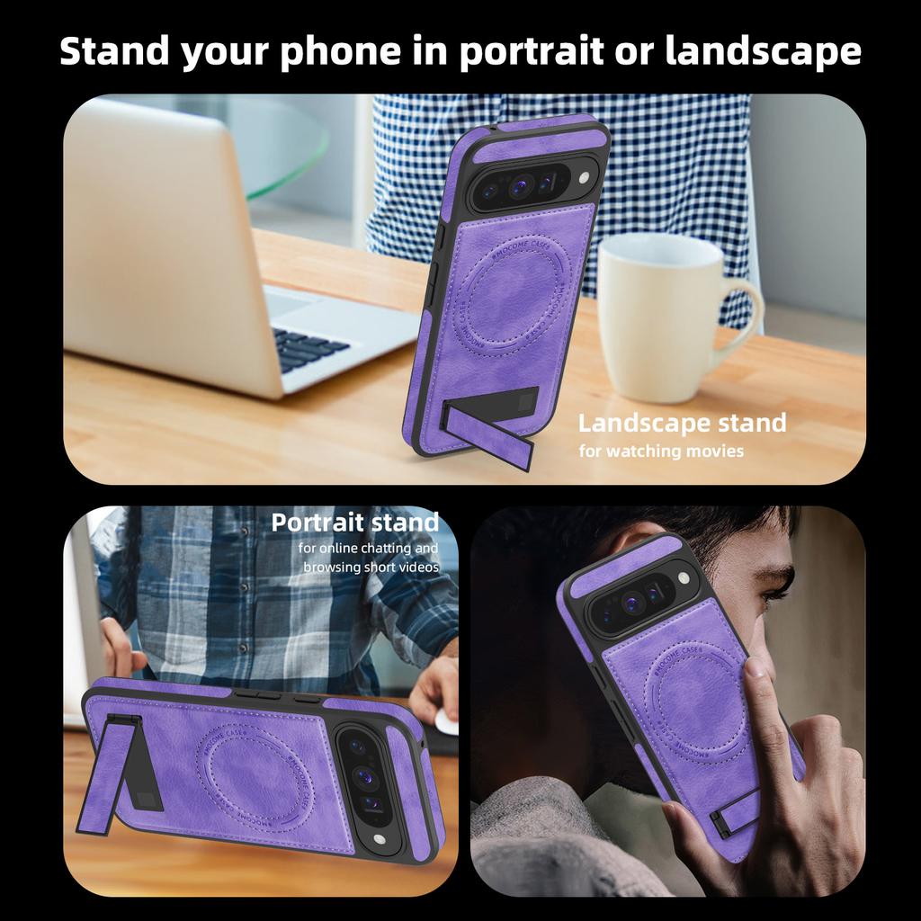 Für Google Pixel 10 Pro/Pixel 10 Hülle Kompatibel mit MagSafe Ständer Leder Handy Rückseite